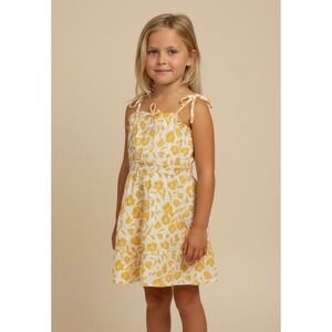 Old Navy Girls‎ Large 10-12 Yellow Floral Tiered Sun Dress Cotton Summer Spring